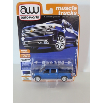 Auto World 1:64 Chevrolet Silverado High Country 2019 northsky blue poly